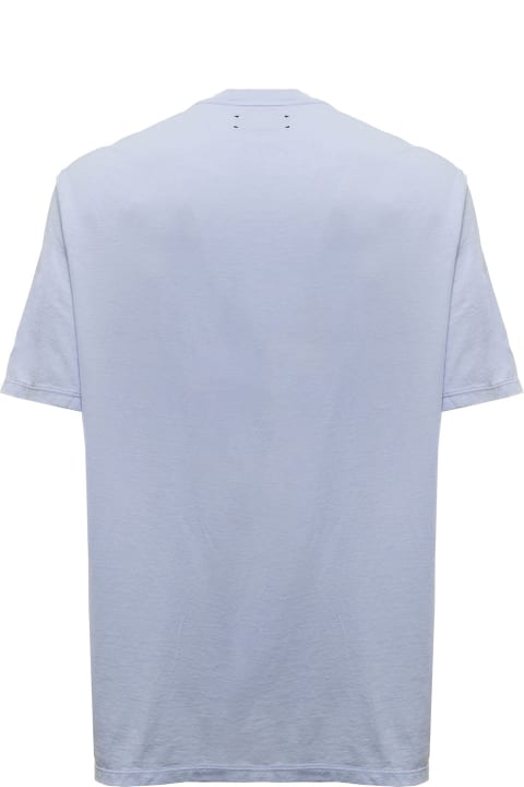 Dust Blue T-shirt In Jersey With Contrasting Core Logo Print To The Chest Amiri Man