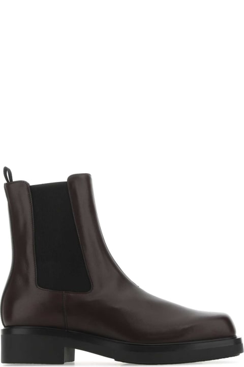 Boots for Men Prada Aubergine Leather Ankle Boots