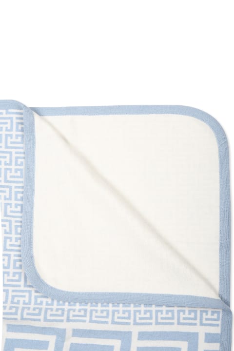 Accessories & Gifts for Baby Boys Balmain Light Blue Blanket For Baby Boy With Geometric Pattern