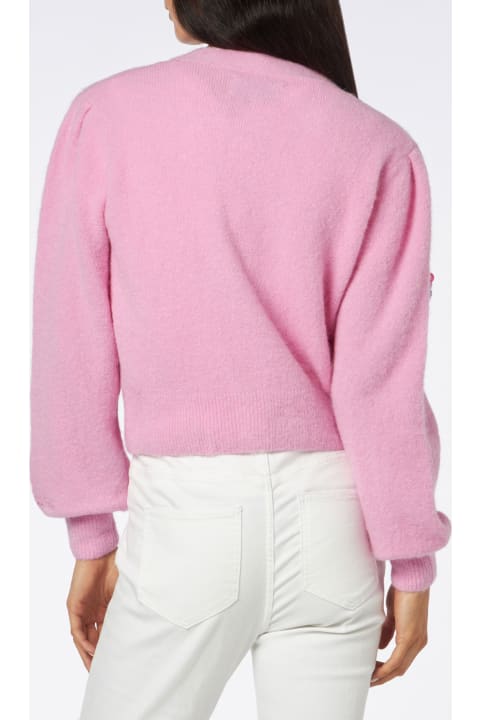 Homeware MC2 Saint Barth Woman Brushed Cropped Cardigan With Puff Sleeves