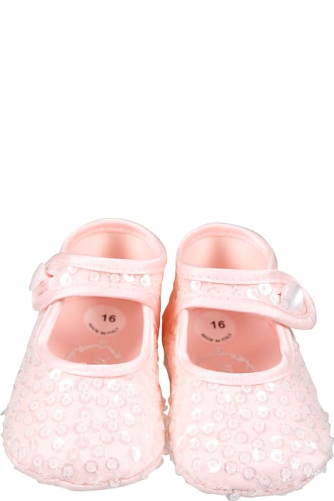 Shoes for Baby Boys Monnalisa Pink Flat Shoes For Baby Girl With Sequins