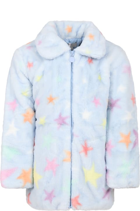 Homeware Stella McCartney Kids Light Blue Coat For Girl With Stars