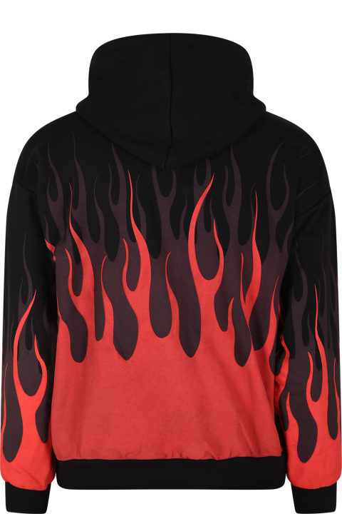 Black Sweatshirt For Boy With Flames