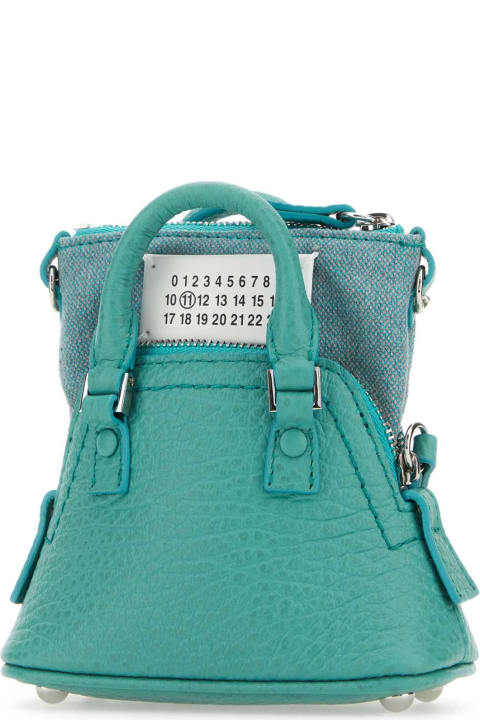 ウィメンズ新着アイテム Maison Margiela Sea Green Leather And Fabric 5ac Classique Baby Handbag