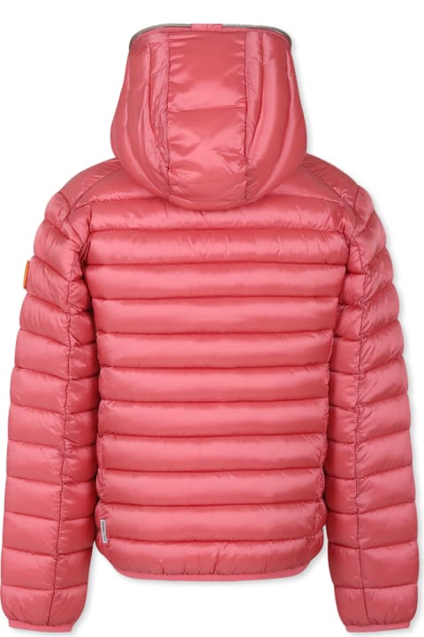 Homeware Save the Duck Pink Down Jacket For Girl With Logo
