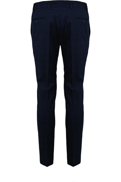 Trousers With Blue Checked Pattern