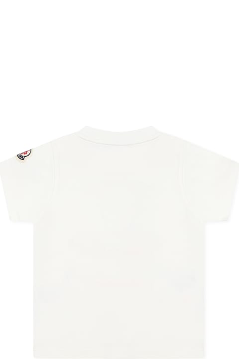 أدوات منزلية Moncler White T-shirt For Baby Girl With Logo