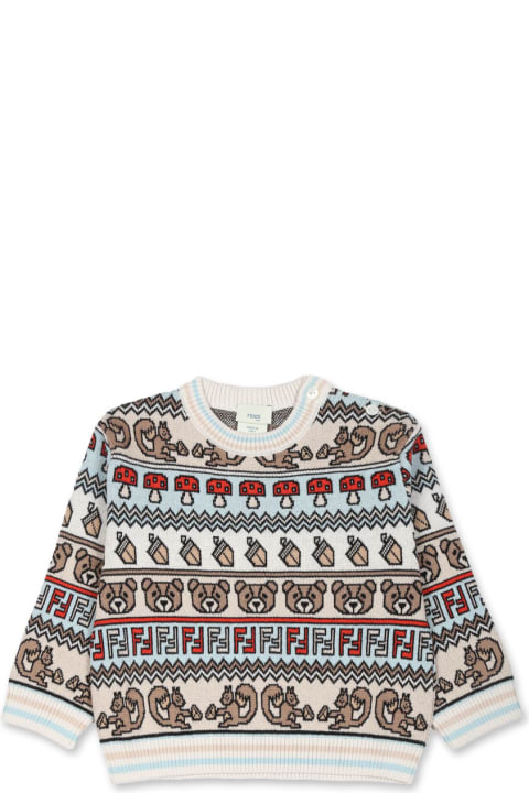 Fendi سترات وبلوزات ثقيلة لـ رُضع بنات Fendi Multicolor Sweater For Baby Boy With Icoinc Ff