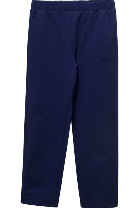 Il Gufo for Kids Il Gufo Blue Trousers With Elastic Waistband And Logo In Cotton Girl