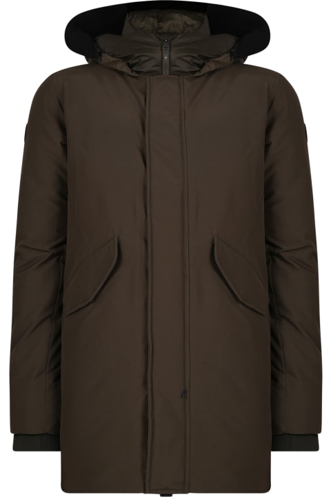 Coats & Jackets for Boys Woolrich Green Polar Parka For Boy With Logo