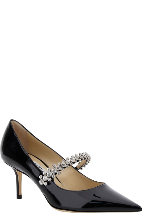 Shoes for Women Jimmy Choo 'bing Pump' Black Pumps With Crystal Strap In Patent Leather Woman