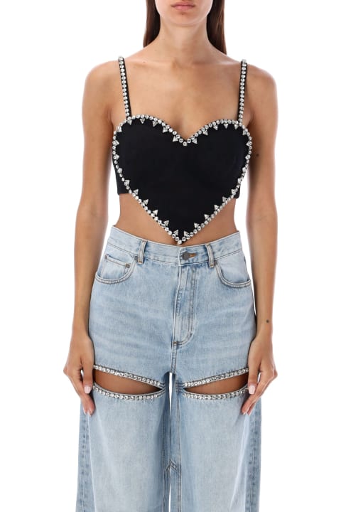 Fashion for Women AREA Crystal Trim Heart Top