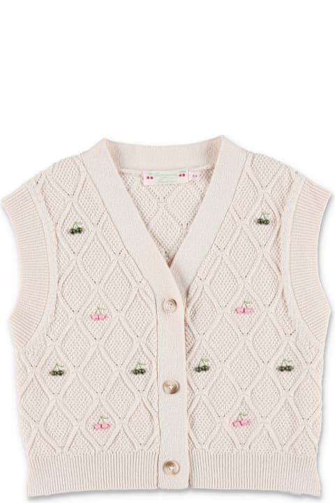 Homeware Bonpoint Bonpoint Lys V-neck Cherry Embroidered Cardigan