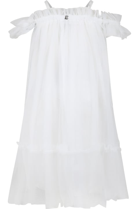 Dresses for Girls Ermanno Scervino Junior White Dress For Girl With Flower