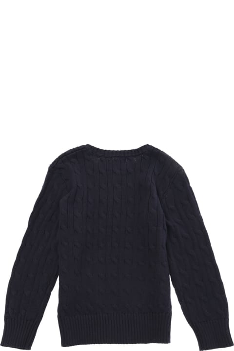 ボーイズ Ralph Laurenのニットウェア＆スウェットシャツ Ralph Lauren Blue Cable-knit Sweater With Pony Embroidery Boy