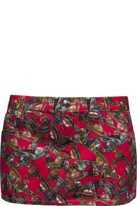 Vivienne Westwood for Women Vivienne Westwood Red Printed Mini Skirt In Cotton Woman