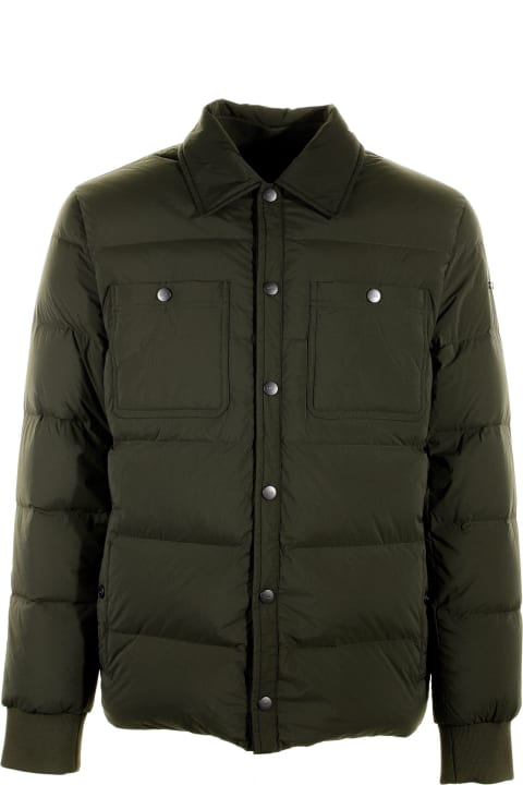 Green Quilted Men's Jacket With Buttons