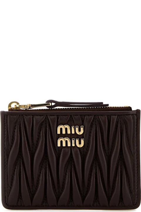 Miu Miu إكسسوارات لـ السيدات Miu Miu Brown Nappa Leather Card Holder