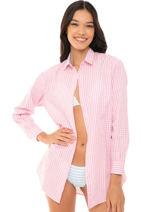 Fashion for Women MC2 Saint Barth Pink Gingham Shirt With Saint Barth Embroidery