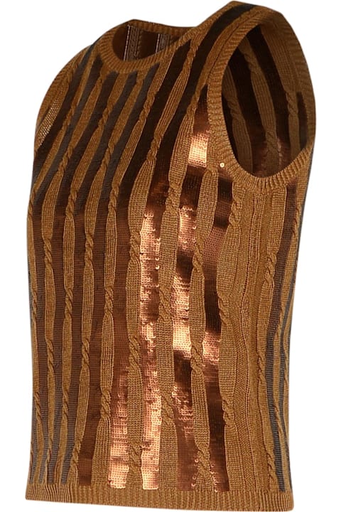 Topwear for Women Max Mara 'golia' Brown Linen Tank Top