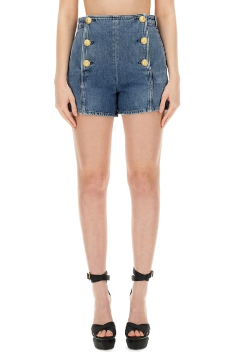 Pants & Shorts for Women Balmain Iconic Button-down Shorts