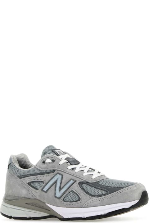 Fashion for Men New Balance Grey Fabric And Suede 990 Sneakers