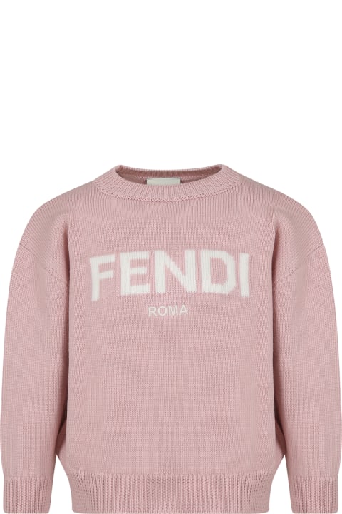 Sale for Kids Fendi Pink Sweater With Logo For Kids