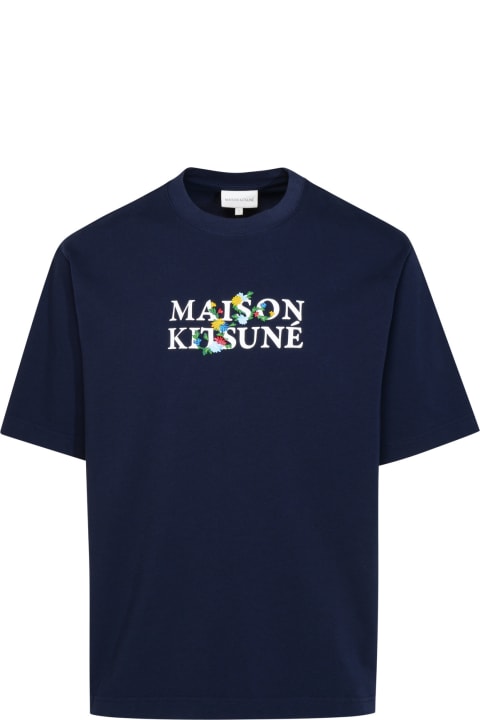 メンズ新着アイテム Maison Kitsuné 'maison Kitsuné Flowers' Navy Cotton T-shirt