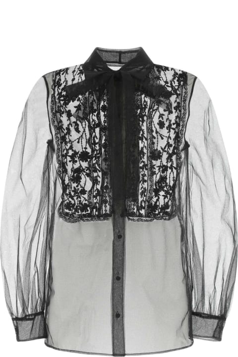 Valentino Garavani ملابس علوية لـ السيدات Valentino Garavani Black Mesh Shirt