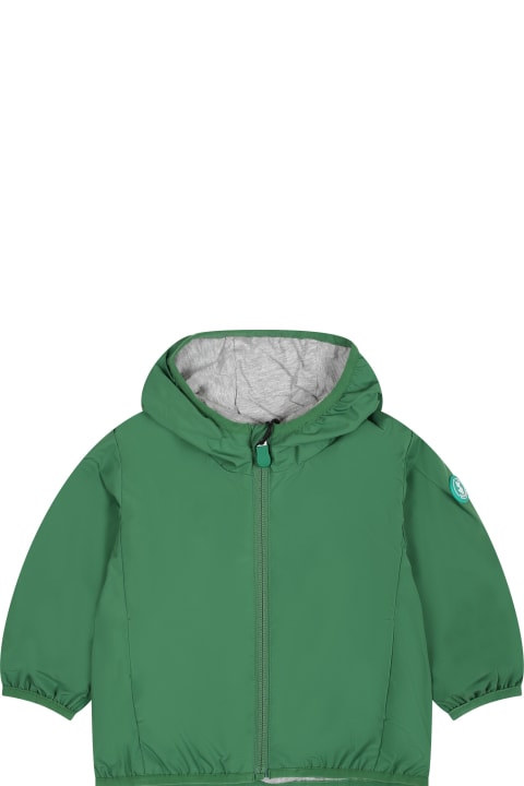Sale for Baby Boys Save the Duck Green Coco Windbreaker For Kids With Logo