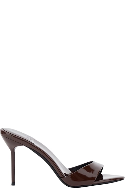 Jeffrey Campbell Ce Soire Patent Brown High Heel Sandals With Glossy Leather Detail