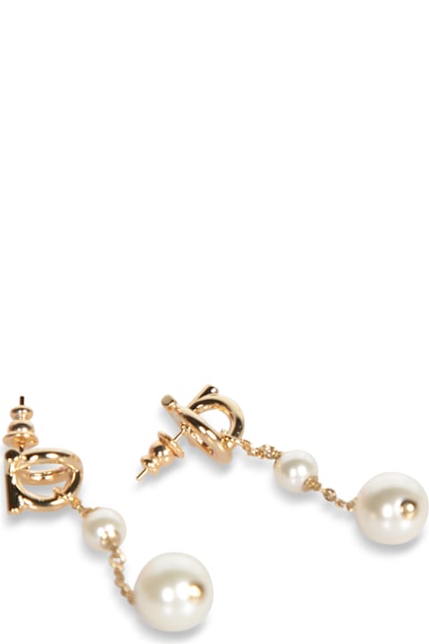 Ferragamo Earrings for Women Ferragamo Gold Drop Earrings With Pearls