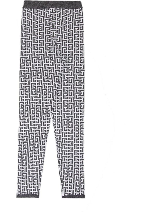 Balmain Pants & Shorts for Women Balmain Monogram Pattern Back Zip Leggings