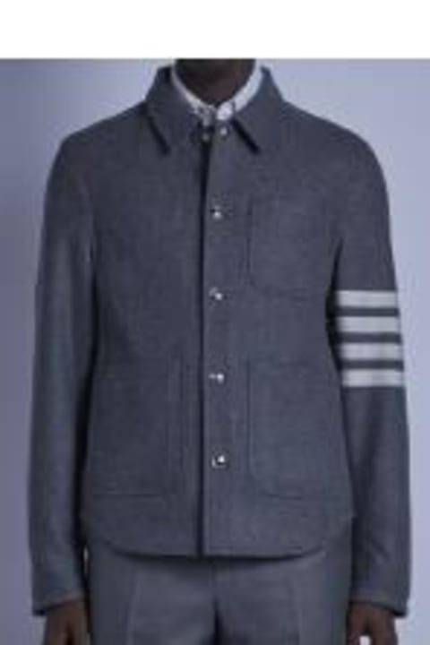 ウィメンズ Thom Browneのコート＆ジャケット Thom Browne '4 Bar' Grey Wool Blend Jacket