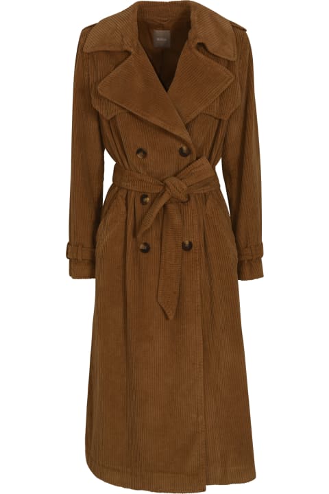 Coats & Jackets for Women Kiltie Ribbed Double-breasted Trench