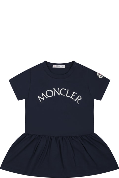 Blue Dress For Baby Girl With Logo