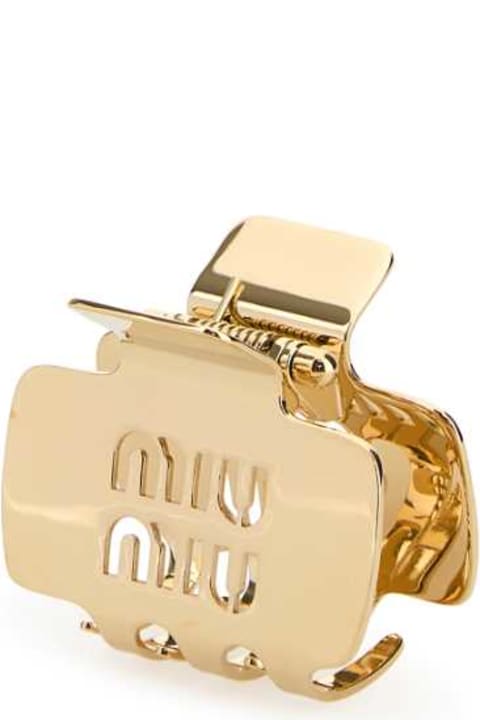 Hair Accessories for Women Miu Miu Gold Metal Hair Clip