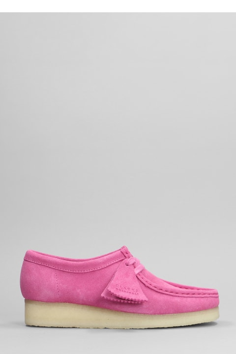 Wallabee Lace Up Shoes In Rose-pink Suede