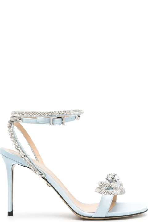 Sale for Women Mach & Mach Double Bow 95 Mm Sandals In Light Blue Satin With Crystals