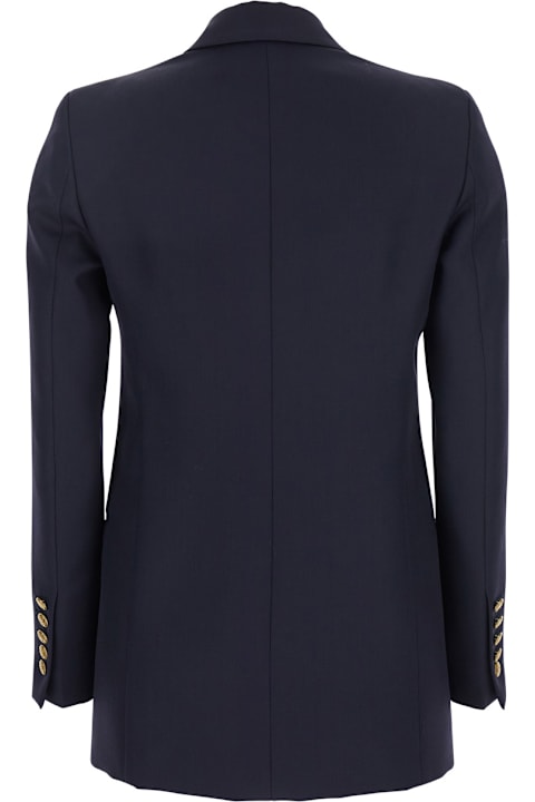 The Seafarer for Men The Seafarer 'betty' Blue Jacket With Shoulder Pads And Metallic Buttons In Virgin Wool Woman