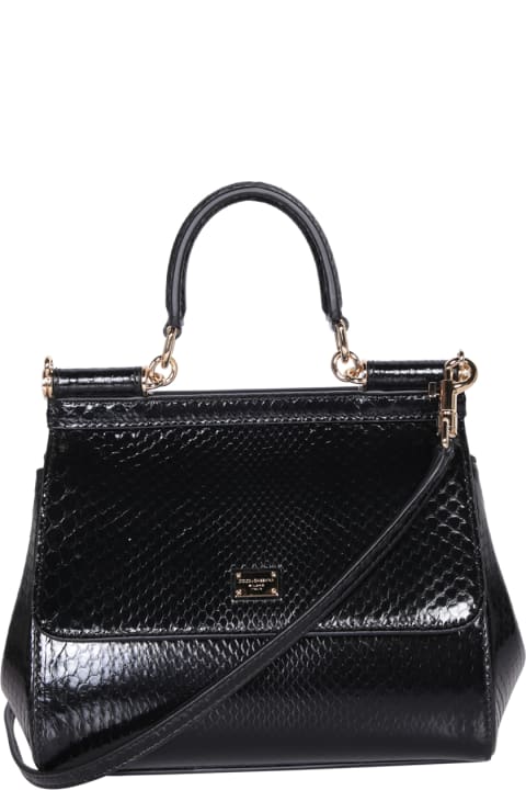 Fashion for Women Dolce & Gabbana Sicily Medium Python Black Bag