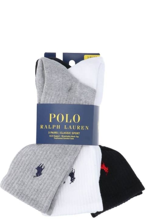 Underwear for Men Polo Ralph Lauren Logo Embroidered Three-pack Socks Polo Ralph Lauren