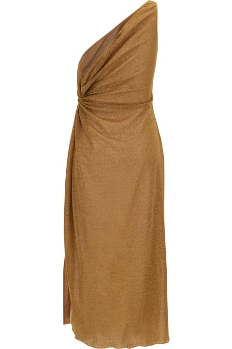 Oseree for Women Oseree 'lumière' Midi Gold Dress With Knot Detail In Lurex Woman