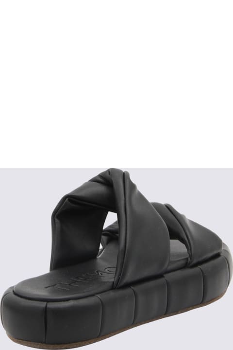 THEMOIRè Sandals for Women THEMOIRè Black Faux Leather Phenix Flats