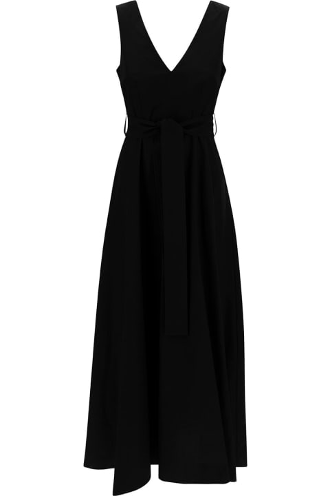 Parosh for Women Parosh Long Black Dress With Knot Detail In Cotton Woman