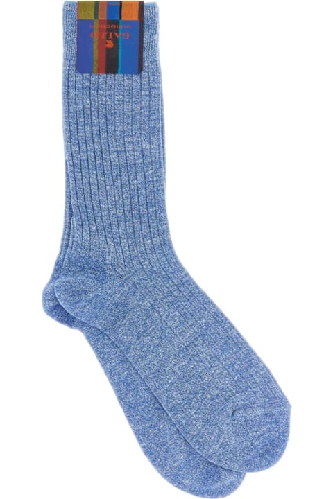 Gallo for Women Gallo Melange Light Blue Stretch Linen Blend Socks