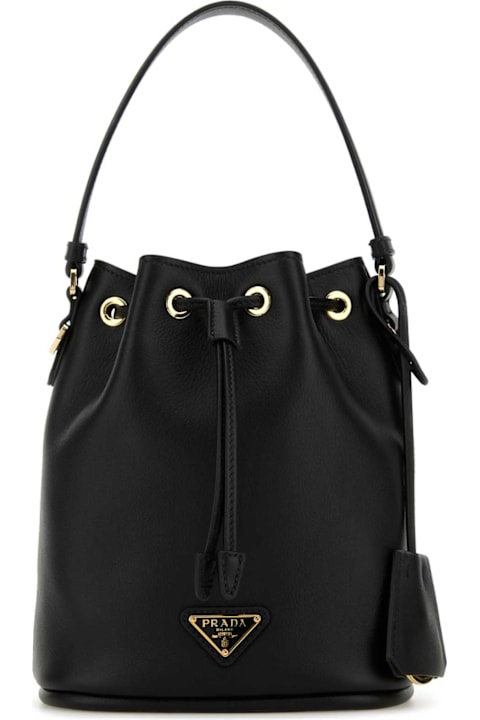 Bags for Kids Prada Black Leather Re-edition 1978 Bucket Bag