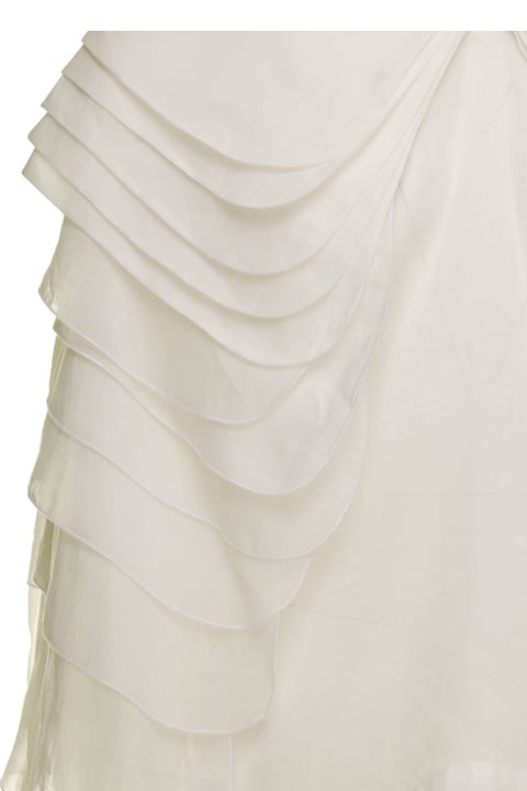 Mario Dice Woman's White Ramia Blouse With Layered Sleeves