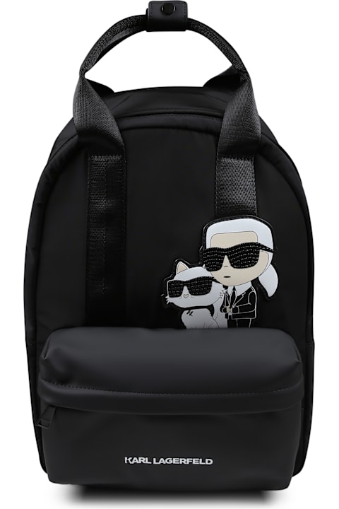 Homeware Karl Lagerfeld Kids Black Backpack For Kids With Choupette And Karl Lagerfeld