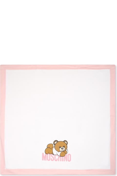 Fashion for Baby Girls Moschino Pink Blanket For Baby Girl With Teddy Bear